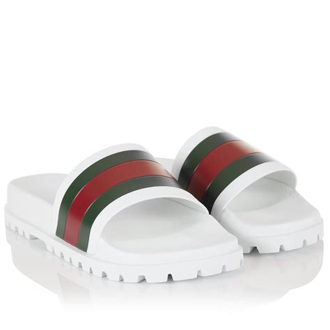 gucci web slides white|Gucci web slide black rubber.